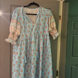 Bohemian Blue and Cream Dress